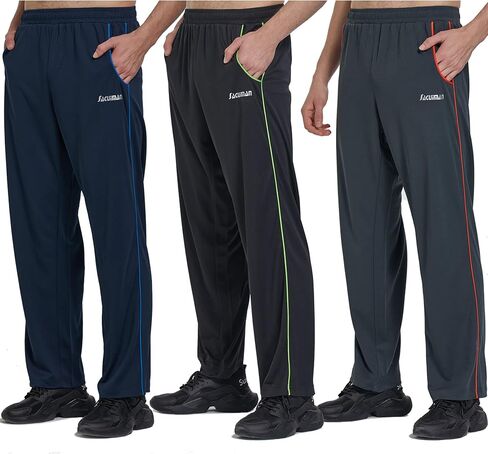 SACUIMAN Mens Sweatpants with Zipper Pockets Open Bottom Athletic Pants for Workout,Running,Training,Jogging,Gym in Saudi Arabia