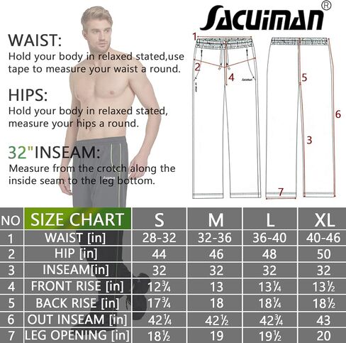 SACUIMAN Mens Sweatpants with Zipper Pockets Open Bottom Athletic Pants for Workout,Running,Training,Jogging,Gym in Saudi Arabia