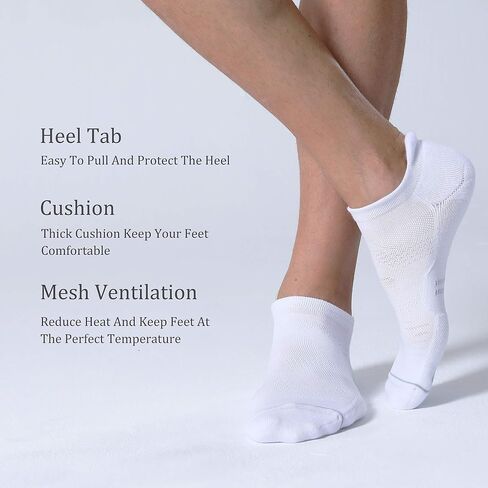 CS CELERSPORT 6 Pack Men's Running Ankle Socks with Cushion, Low Cut Athletic Sport Tab Socks in Saudi Arabia