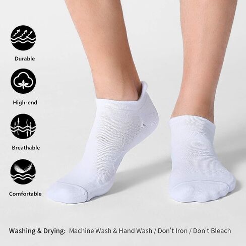 CS CELERSPORT 6 Pack Men's Running Ankle Socks with Cushion, Low Cut Athletic Sport Tab Socks in Saudi Arabia