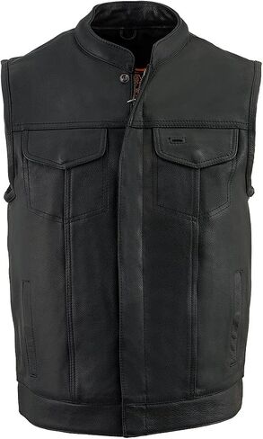Milwaukee Leather MLM3510 Men's Distressed Brown ‘Dual Closure’ Open Neck Club Leather Vest in Saudi Arabia