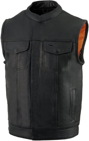Milwaukee Leather MLM3510 Men's Distressed Brown ‘Dual Closure’ Open Neck Club Leather Vest in Saudi Arabia