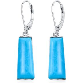 BETHZA Natural Turquoise Earrings For Women Sterling Silver Delicate Western Turquoise Drop Earring December Birthstone Earrings Jewelry Gift For Christmas Valentine's Day, Mother's Day
