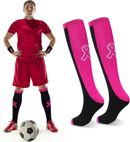 3 Pairs Breast Cancer Socks Wristbands Set for Breast Cancer Awareness Run, Soccer, Fundraisers, Cancer Fraternities, Pink Ribbon Volunteering in Saudi Arabia