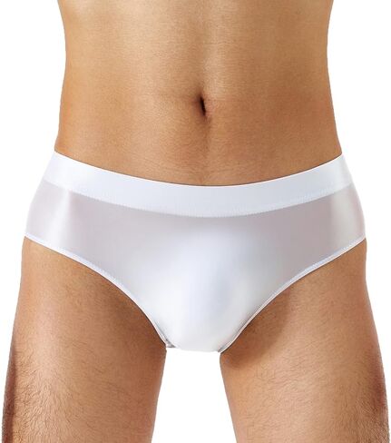 Daenrui Men Shiny Oil Silk Low Rise Pouch Underwear Elastic Bikini Briefs Swimwear Underpants Panties in Kuwait