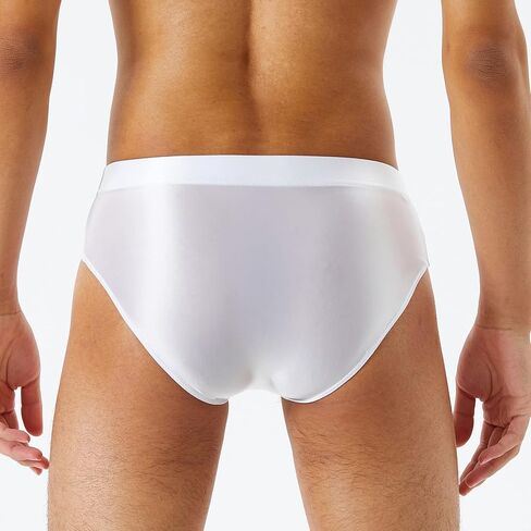 Daenrui Men Shiny Oil Silk Low Rise Pouch Underwear Elastic Bikini Briefs Swimwear Underpants Panties in Kuwait