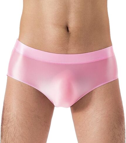 Daenrui Men Shiny Oil Silk Low Rise Pouch Underwear Elastic Bikini Briefs Swimwear Underpants Panties in Kuwait