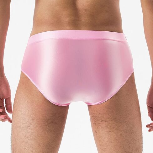 Daenrui Men Shiny Oil Silk Low Rise Pouch Underwear Elastic Bikini Briefs Swimwear Underpants Panties in Kuwait