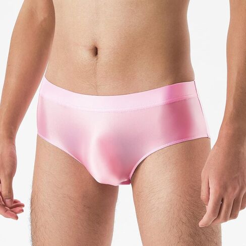 Daenrui Men Shiny Oil Silk Low Rise Pouch Underwear Elastic Bikini Briefs Swimwear Underpants Panties in Kuwait
