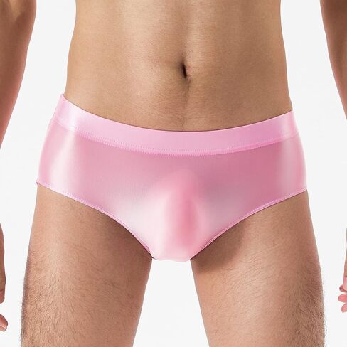 Daenrui Men Shiny Oil Silk Low Rise Pouch Underwear Elastic Bikini Briefs Swimwear Underpants Panties in Kuwait