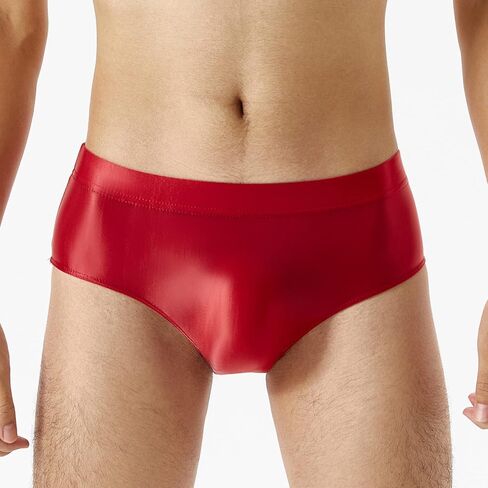 Daenrui Men Shiny Oil Silk Low Rise Pouch Underwear Elastic Bikini Briefs Swimwear Underpants Panties in Kuwait