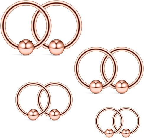 Ruifan 20G 16G 14G 12G Surgical Steel Captive Bead Nose Hoop Septum Earring Eyebrow Tongue Lip Nipple Helix Tragus Piercing Rings 8mm,10mm,12mm,14mm in Kuwait