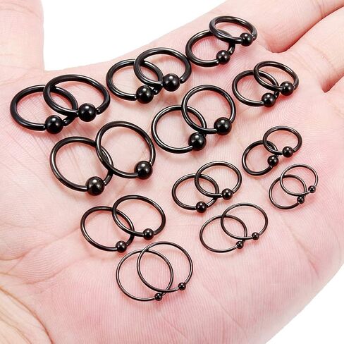Ruifan 20G 16G 14G 12G الجراحية الصلب الأسير حبة الأنف هوب الحاجز القرط الحاجب اللسان الشفاه الحلمة اللولب الزنمة ثقب خواتم 8 مللي متر ، 10 مللي متر ، 12 مللي متر ، 14 مللي متر in Kuwait