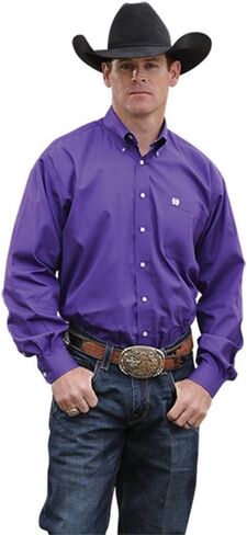 Cinch Men's Solid Purple Button-Down Long Sleeve Western Shirt in Saudi Arabia