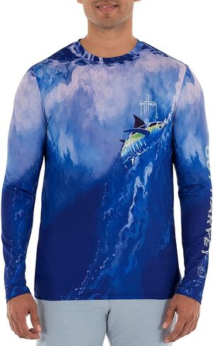 قميص أداء رجالي بأكمام طويلة من Guy Harvey مع حماية من أشعة الشمس بعامل حماية من أشعة الشمس 50+ in Kuwait