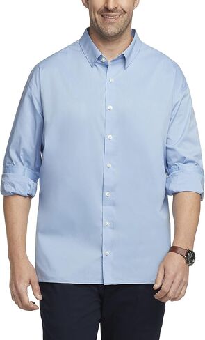 قميص Van Heusen الرجالي الكبير والطويل Stain Shield Never Tuck قابل للتمدد بأزرار سفلية صلبة in Saudi Arabia