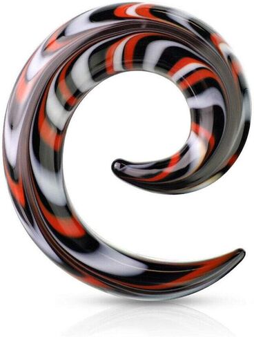 Covet Jewelry Black, Red, and White Glass Spiral Tapers in Saudi Arabia