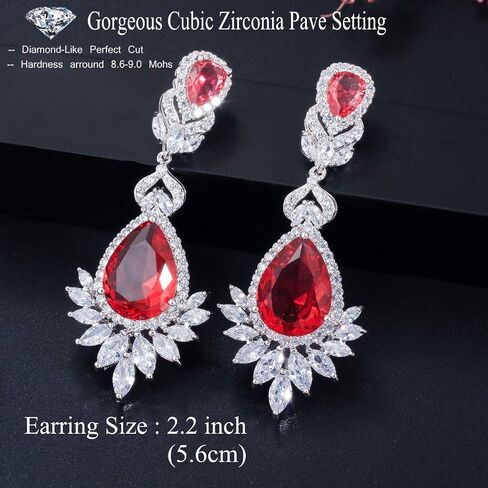 CWWZircons مكعب زركونيا طويل كبير متدلي أقراط الزفاف للعرائس ووصيفات العروس in Kuwait