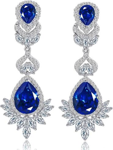 CWWZircons Cubic Zirconia Long Big Dangle Bridal Drop Weddings Earrings for Brides Bridesmaid in Saudi Arabia