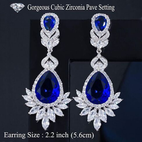 CWWZircons Cubic Zirconia Long Big Dangle Bridal Drop Weddings Earrings for Brides Bridesmaid in Saudi Arabia
