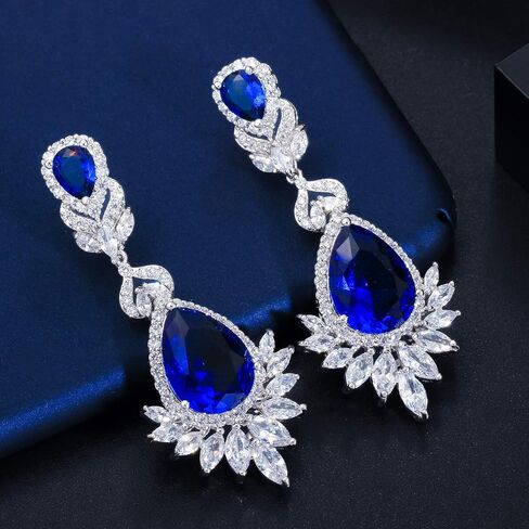 CWWZircons Cubic Zirconia Long Big Dangle Bridal Drop Weddings Earrings for Brides Bridesmaid in Saudi Arabia