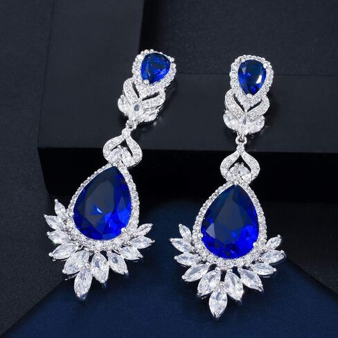 CWWZircons Cubic Zirconia Long Big Dangle Bridal Drop Weddings Earrings for Brides Bridesmaid in Saudi Arabia