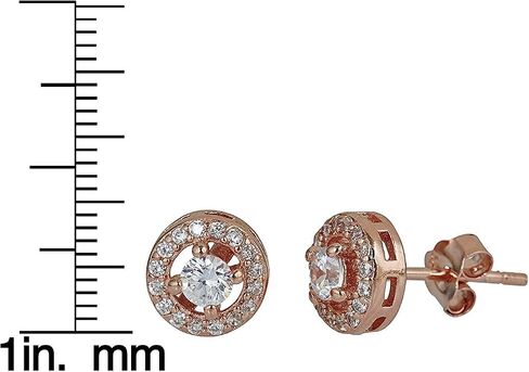Sterling Silver Round 3mm Halo Solitaire Stud Earrings in Saudi Arabia