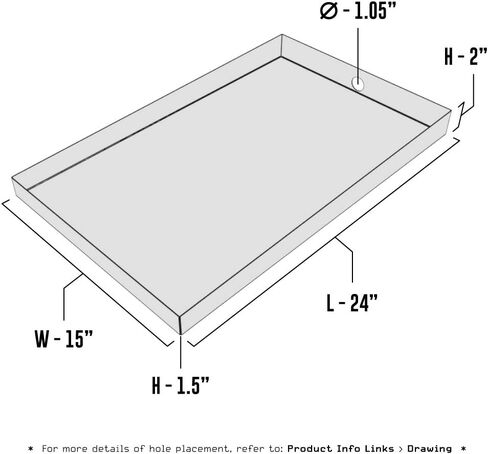 Ice Maker Drain Pan - 24" x 15" x 2" - Stainless Steel | Water Damage Prevention | No Leak | Made in The USA | Welded Water Tight in Saudi Arabia