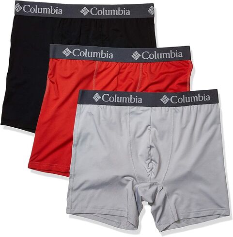 Columbia Men's Polyester / Stretch Solid Boxer Brief 3 Pair, Super Sonic/Black/Cool Grey, XX-Large in Saudi Arabia