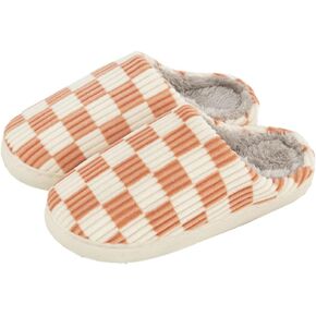 Women Men House Slippers Soft Plaid Scuff Slides Cozy Memory Foam Slipper Slip on Warm Checkered Shoes Indoor Outdoor