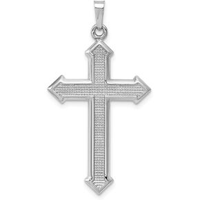 14k White Gold and Textured Cross Pendant Charm - 38mm x 21mm in Saudi Arabia