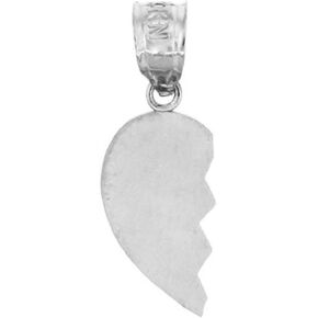 14k White Gold Satin Finish Left Half Broken Heart Charm Pendant in Saudi Arabia
