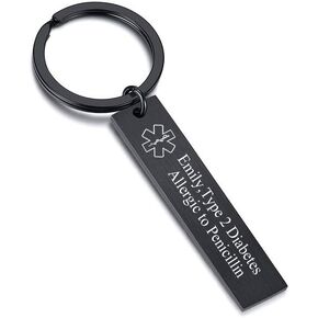 VNOX Custom Engraving Stainless Steel Medical Alert ID Identification Keychain Key Ring in Saudi Arabia