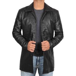 Blingsoul Leather Coats for Men - Vintage Style Long Leather Jacket Men