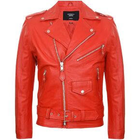 Men's Leather Brando Biker Jacket Rock Motorcycle Retro Hide Biker Jacket in Saudi Arabia
