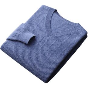 Vsadsau 100% Pure Cashmere Sweater Men V-Neck Pullover Sweater Jacquard Knitted Cashmere Jumper in Saudi Arabia