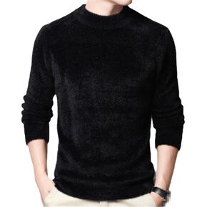 Hamthuit Men Faux Mink Cashmere Turtleneck Men Sweater Man Fall Winter Mens Pullover Men Sweaters in Kuwait