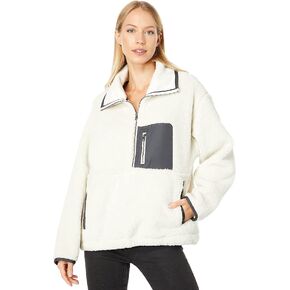 Dylan by True Grit Shearling Pocket 1/2 Zip Pullover w/Charcoal Trim