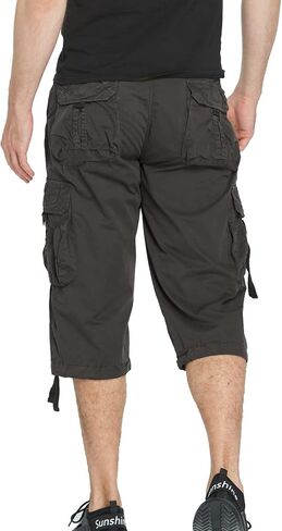 AOYOG Men's Cargo Shorts 3/4 Cotton Relaxed Fit Below Knee Capri Cargo Pants in Saudi Arabia