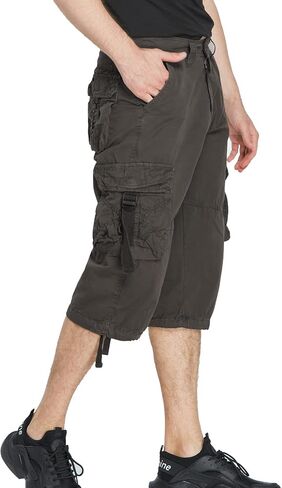 AOYOG Men's Cargo Shorts 3/4 Cotton Relaxed Fit Below Knee Capri Cargo Pants in Saudi Arabia