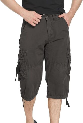 AOYOG Men's Cargo Shorts 3/4 Cotton Relaxed Fit Below Knee Capri Cargo Pants in Saudi Arabia