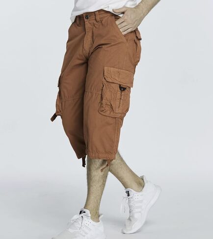 AOYOG Men's Cargo Shorts 3/4 Cotton Relaxed Fit Below Knee Capri Cargo Pants in Saudi Arabia
