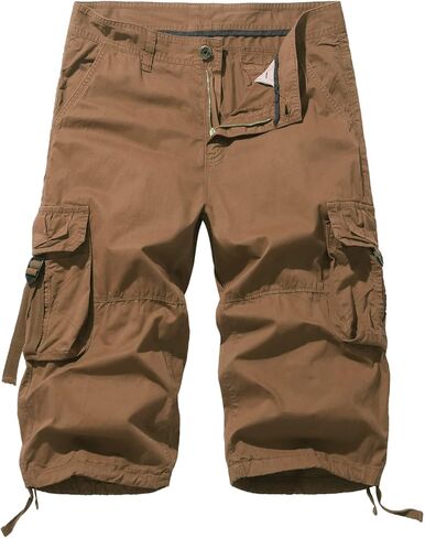AOYOG Men's Cargo Shorts 3/4 Cotton Relaxed Fit Below Knee Capri Cargo Pants in Saudi Arabia