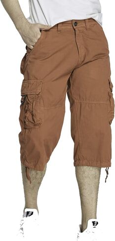 AOYOG Men's Cargo Shorts 3/4 Cotton Relaxed Fit Below Knee Capri Cargo Pants in Saudi Arabia