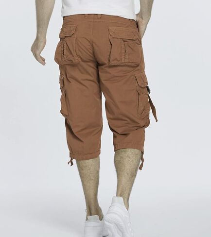 AOYOG Men's Cargo Shorts 3/4 Cotton Relaxed Fit Below Knee Capri Cargo Pants in Saudi Arabia