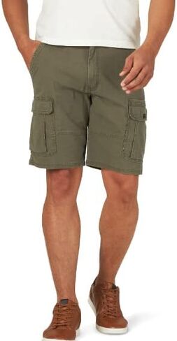 Wrangler Men's Relaxed Fit Cargo Shorts with Stretch Olive Green 36 in Saudi Arabia