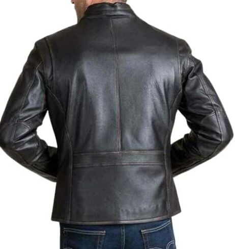 Genuine Leather Bomber Biker Excelled Mens Classic Open Bottom Motorcycle Jacket |Star Lord Motorcycle Riding Zipper Jacket in Saudi Arabia