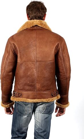Men's Brown Long Shearling Ginger Sheepskin Leather Coat With Belt in Saudi Arabia