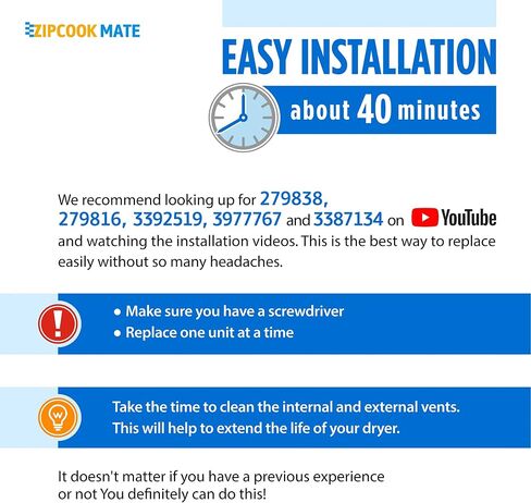 W10724237 3403585 8565582 279838 WP3392519 G4AP0500 3977393 AP6008325 WP3387134 3977767 WP3977767 279816 Dryer Heating Heat Element Thermal Fuse Thermostat Parts for Kenmore, Whirlpool, Maytag, Roper in Saudi Arabia