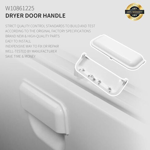 Unbreakable W10714516 W10861225 Dryer Door Handle Replacement Part by Sikawai Compatible with Whirlpool Amana Crosley Dryers-Replaces AP5999398,PS11731583,W10861225VP in Saudi Arabia